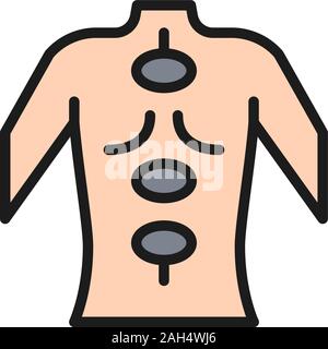 La thérapie de massage pierres chaudes de scénario télévision couleur ligne icône. Illustration de Vecteur