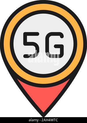 Vector 5G internet location télévision marque l'icône de la ligne de couleur. Illustration de Vecteur