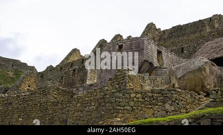 Temple du Soleil, dans la ville de Machu Picchu, Cusco Pérou Banque D'Images