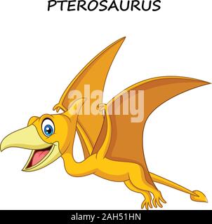 Caricature Pterosaurus isolé sur fond blanc Illustration de Vecteur