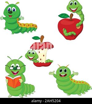 Funny Cartoon collection set Caterpillar Illustration de Vecteur