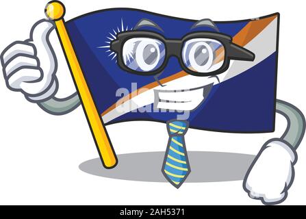 Cool Man île marshall drapeau défiler personnage avec des lunettes Illustration de Vecteur
