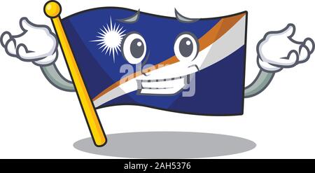 Mignon et Cool souriant île marshall drapeau défiler mascot cartoon style Illustration de Vecteur