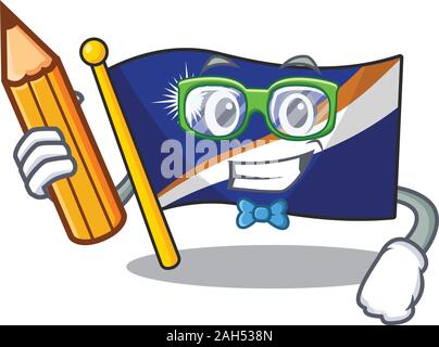 Smart Cool drapeau étudiant île marshall caractère défilement holding pencil Illustration de Vecteur