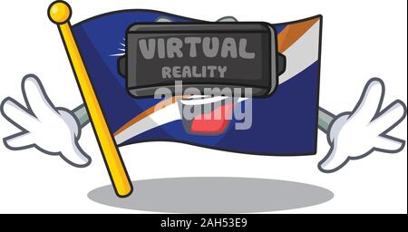 Faites défiler l'île marshall drapeau cool caractère à l'aide de casque de réalité virtuelle Illustration de Vecteur