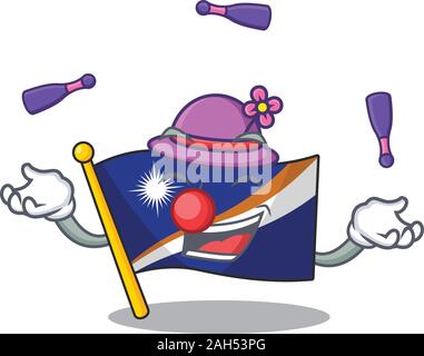 Faites défiler l'île marshall drapeau cool mascot cartoon style jouer Juggling Illustration de Vecteur