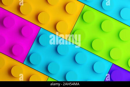 Blocs de construction en plastique arrière-plan. 3D render Banque D'Images