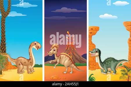 Ensemble de trois dinosaures Illustration de Vecteur