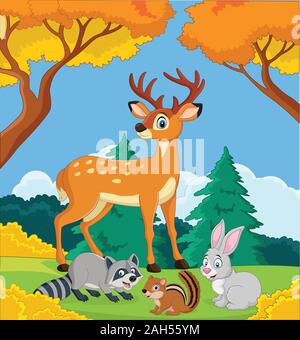 Cartoon animaux sauvages dans la jungle Illustration de Vecteur