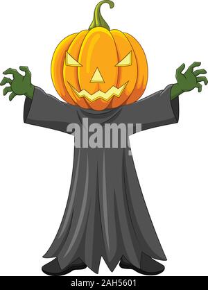Cartoon kid avec costume de citrouille Halloween Illustration de Vecteur