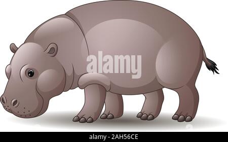 Cartoon funny hippo isolé sur fond blanc Illustration de Vecteur