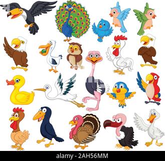 Caricature bird collection set Illustration de Vecteur