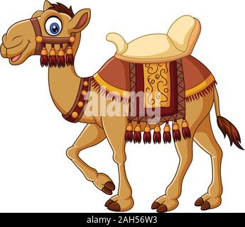 Cartoon funny camel avec sellerie Illustration de Vecteur