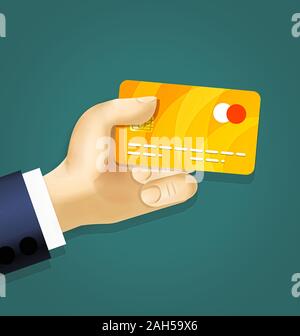 Hand holding credit card 2d illustration Banque D'Images