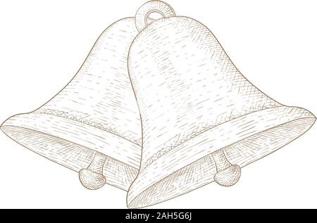 Cloches de Noël. Croquis dessinés à la main. Vector illustration isolé sur fond blanc. Illustration de Vecteur