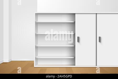 Armoire blanche et de présenter en Chambre Illustration de Vecteur