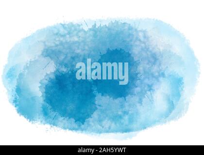 Pinceau bleu nuage aquarelle splash avec les taches. Ethereal toile de site web , conception de modèles ou toile isolé sur fond blanc. Abs numérique Banque D'Images