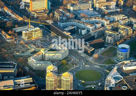 Photographie aérienne, Funke, siège du groupe de médias WAZ, rédaction, CV vidéo sportif Verlag, Jakob-Funke-Platz 1, Agentur für Arbeit Essen, Berliner Pla Banque D'Images