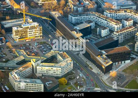 Photographie aérienne, Funke, siège du groupe de médias WAZ, rédaction, CV vidéo sportif Verlag, Jakob-Funke-Platz 1, Agentur für Arbeit Essen, Berliner Pla Banque D'Images