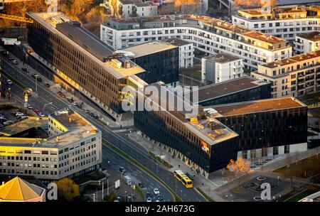 Photographie aérienne, Funke, siège du groupe de médias WAZ, rédaction, CV vidéo sportif Verlag, Jakob-Funke-Platz 1, Agentur für Arbeit Essen, Berliner Pla Banque D'Images