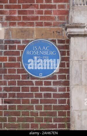 Isaac rosenberg aldgate plaque Banque D'Images