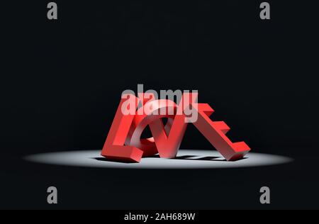 Tapez le mot amour Art organisées avec des lettres 3D - Rendus 3D Banque D'Images