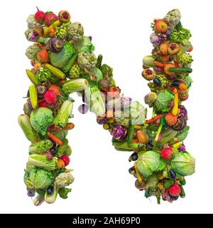 La lettre N, les légumes font. Le rendu 3D isolé sur fond blanc Banque D'Images