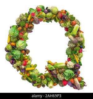 Lettre Q, les légumes font. Le rendu 3D isolé sur fond blanc Banque D'Images