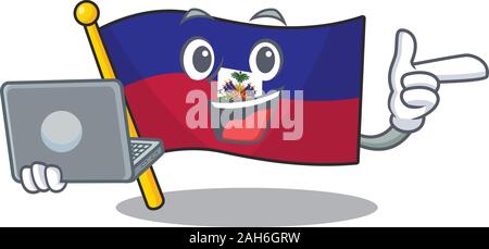 Mignon et drapeau Smart Scroll Haïti travailler avec coffre Illustration de Vecteur