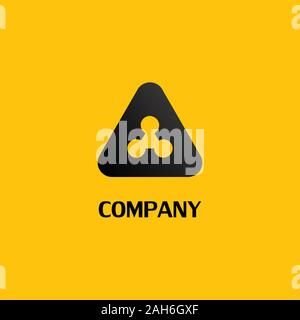 Logo Triangle Concept, Network, Société de construction de modèles de conception de logo, noir, jaune, de forme arrondie, élément à trois points, projet vectoriel EPS10 Illustration de Vecteur