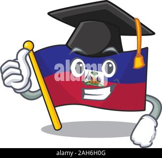 Heureux d'un drapeau portant un défilement Haïti Graduation hat noir Illustration de Vecteur