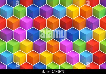 3D arrière-plan coloré boîtes cubes dynamiques - modèle logique Banque D'Images