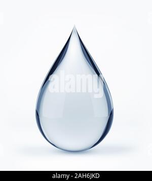 Goutte d'eau 3D sur blanc isolé avec clipping path Banque D'Images