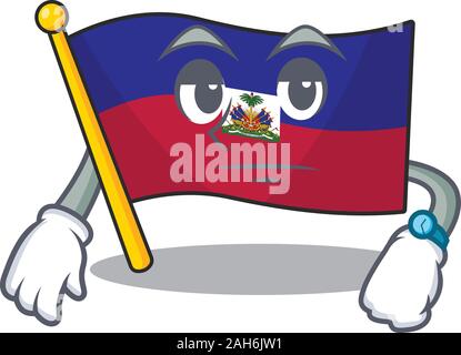 Geste d'attente Haïti drapeau défiler sur cartoon character design Illustration de Vecteur