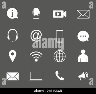 Contactez Icon Set. Illustrations vectorielles. Modèle plat. Illustration de Vecteur