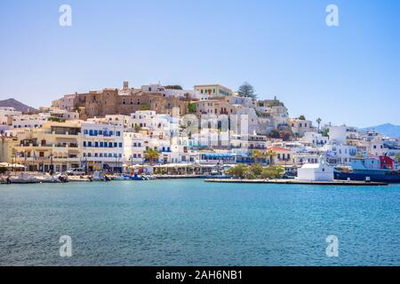 Chora de l'île de Naxos, Cyclades, en Grèce. Banque D'Images