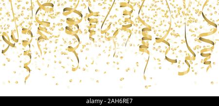 Illustration vecteur de couleur dorée transparente confetti et serpentins de carnaval ou fête sur fond blanc Illustration de Vecteur