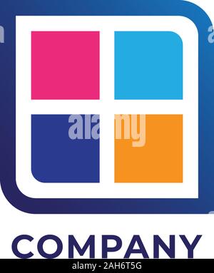 Fenêtre pleine couleur, Real Estate Company Logo Design Template, Société de construction, les constructeurs, Chambre, Service Logo simple et propre, Rose, Tosca Illustration de Vecteur