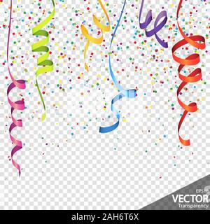 Illustration de confettis colorés et courants de fond pour partie ou avec la transparence dans l'utilisation de carnaval fichier vecteur Illustration de Vecteur