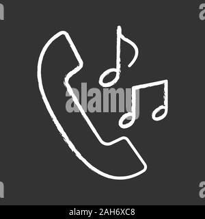 Sonneries d'appel icône de craie. La mélodie d'appel entrant. Combiné avec des notes de musique. Vector illustration tableau isolé Illustration de Vecteur