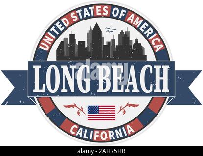 Grunge rubber stamp avec nom de la Californie, Long Beach, vector illustration Illustration de Vecteur