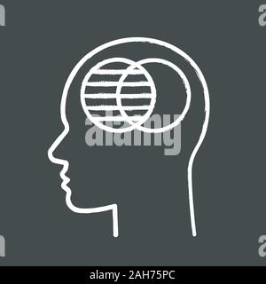 La transparence de l'entreprise l'icône Chalk. La transparence dans les affaires. Analytique, critique et la pensée logique. Tête humaine avec cercles se chevauchant. Intersect Illustration de Vecteur