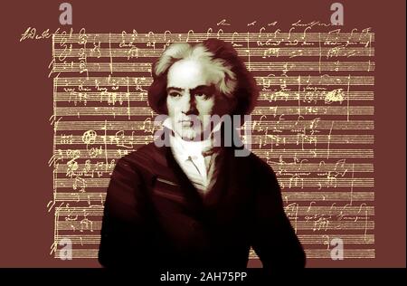 La notation musicale, chanson d'amour, Zärtliche Liebe, 1795, Ludwig van Beethoven, compositeur allemand, 1770 -1827 Banque D'Images