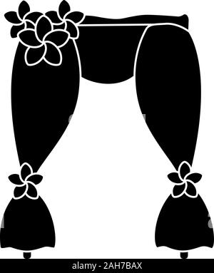 Passage de l'icône glyphe de mariage. Des décorations de Noël. Arche de fleurs. Photo mariage arbor zone. Symbole de Silhouette. L'espace négatif. Vector illustration isolé Illustration de Vecteur