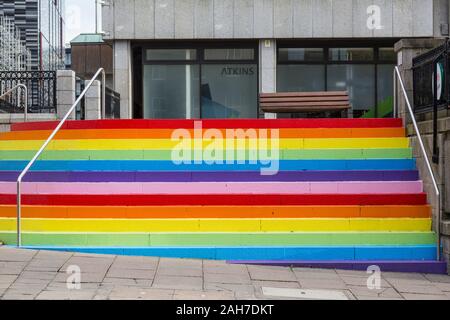 Rainbow Steps Aberdeen menant au centre commercial bon Accord sur Upperkirkgate en Écosse, Royaume-Uni Banque D'Images