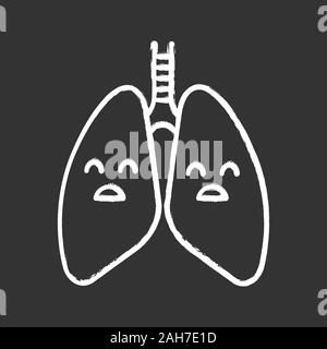 Les poumons humains triste icône Chalk. Les maladies respiratoires, des problèmes. Système pulmonaire malsaine. Vector illustration tableau isolé Illustration de Vecteur