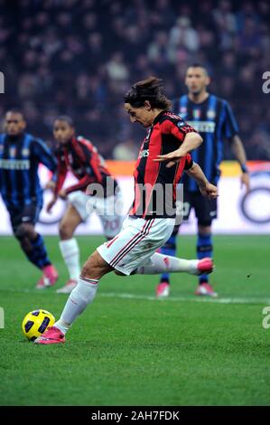 Milan Italie,15 novembre 2010, SAN SIRO, Soccer Seria UN 2010/2011,FC Inter - AC Milan : Zlatan Ibrahimovic Banque D'Images