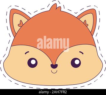 Fox cartoon design, expression Kawaii mignon petit personnage drôle et thème d'émoticônes Vector illustration Illustration de Vecteur