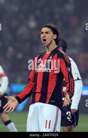 Milan, Italie, 01 février 2011, ' ' SAN SIRO Stadium, un championnat de football sérieux 2010/2011, l'AC Milan - SS Lazio : Zlatan Ibrahimovic au cours de th Banque D'Images