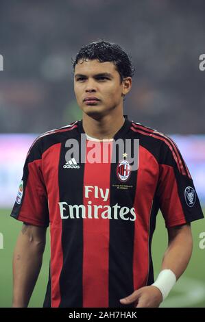 Milan, Italie, 01 février 2011, ' ' SAN SIRO Stadium, un championnat de football sérieux 2010/2011, l'AC Milan - SS Lazio : Thiago Silva avant le matc Banque D'Images